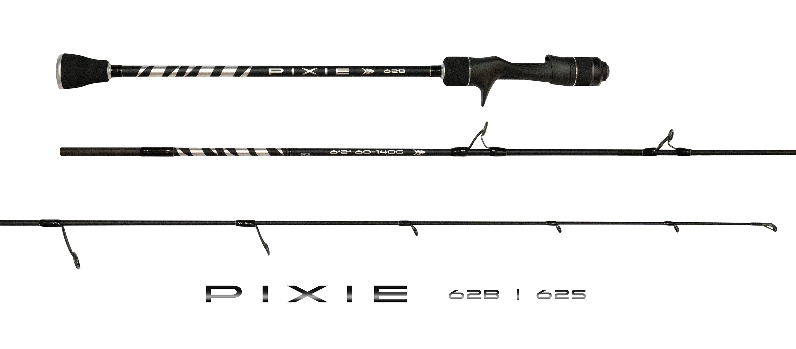 A picture of some fishing rods with different types of fishing poles.